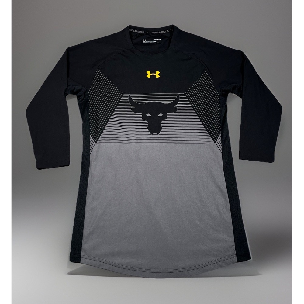 Under Armour Project Rock Vanish 3/4 Sleeve Men's S Black HeatGear Fitted Shirt‎